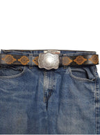 Western Matte Silver Plaque Buckle — Star Detail (Buckle Only)