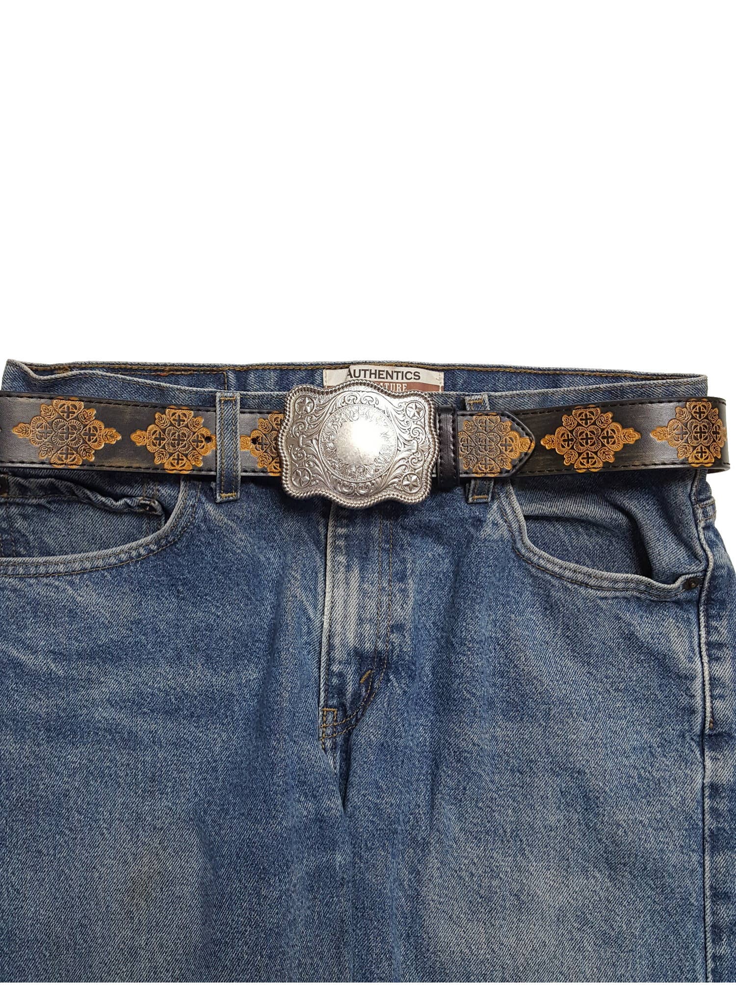 Western Matte Silver Plaque Buckle — Star Detail (Buckle Only)