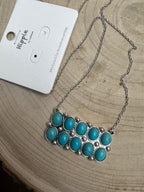 Western Rectangle Faux Turquoise Pendant Necklace — 4" Statement Pendant (18 Inch)