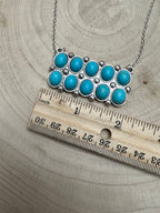 Western Rectangle Faux Turquoise Pendant Necklace — 4" Statement Pendant (18 Inch)