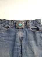 "Western Skies" Faux Turquoise Belt Buckle — Dark Antique Silver Finish (Buckle Only)