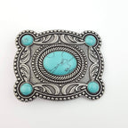 "Western Skies" Faux Turquoise Belt Buckle — Dark Antique Silver Finish (Buckle Only)