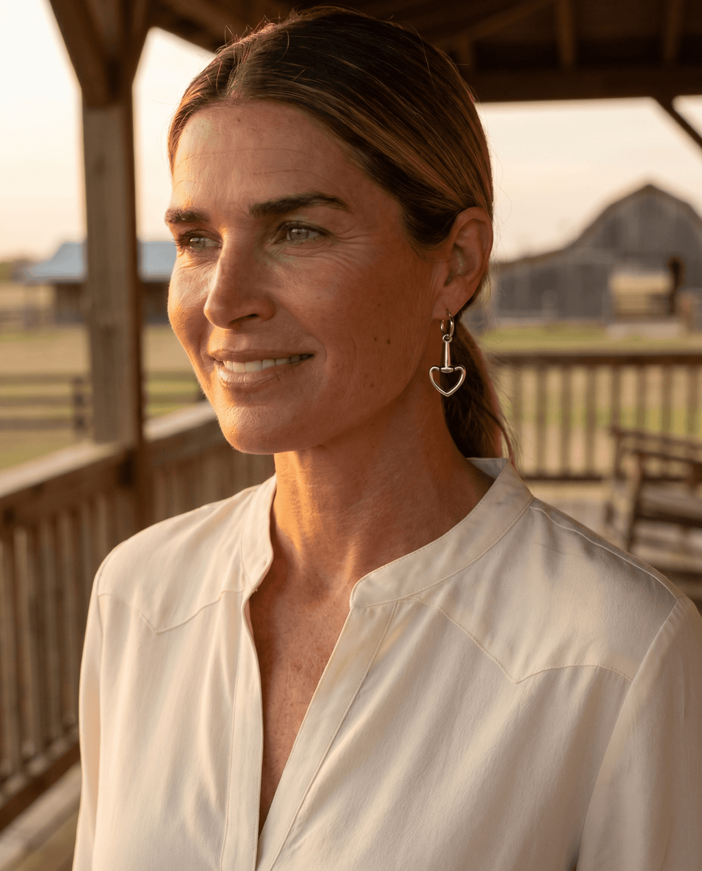 Western Snaffle Bit Dangle Hoop Earrings — Equestrian 1¼" Drop