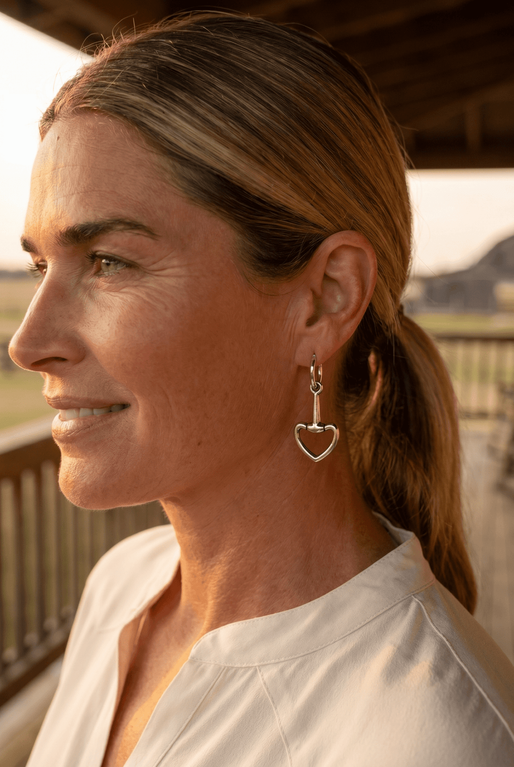 Western Snaffle Bit Dangle Hoop Earrings — Equestrian 1¼" Drop