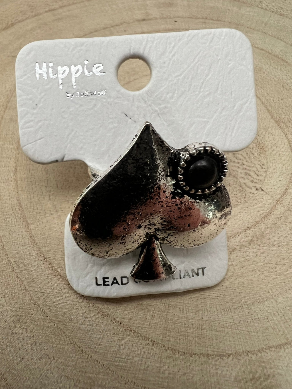 Western Spade Adjustable Cuff Ring with Faux Onyx — Playing Card Hand Statement