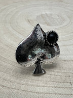 Western Spade Adjustable Cuff Ring with Faux Onyx — Playing Card Hand Statement