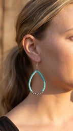 Western Teardrop Earrings with Faux Turquoise — Crafted 2½" Drop