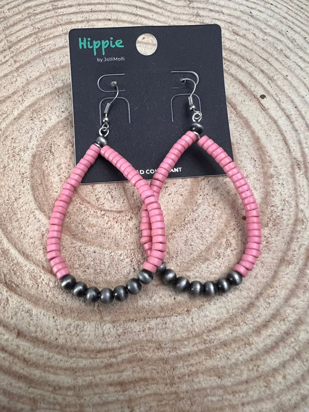 Western Teardrop Earrings with Pink Stones — 2½" Drop Southwestern Statement