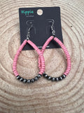 Western Teardrop Earrings with Pink Stones — 2½" Drop Southwestern Statement